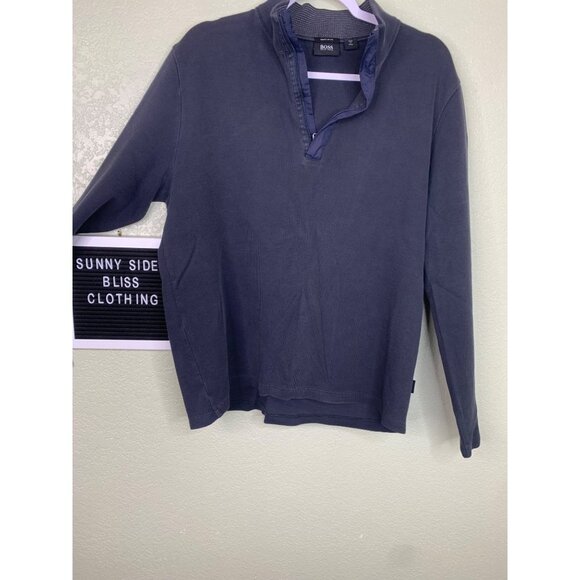 Hugo Boss Men’s Blue Sidney Quarter Zip Pullover Sweater Size Extra Large - Picture 2 of 13